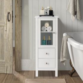 FCH Nordic Simple MDF Spray Paint Single Door Two Drawer Bathroom Cabinet White