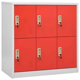 Locker Cabinet Light Gray and Red 35.4"x17.7"x36.4" Steel