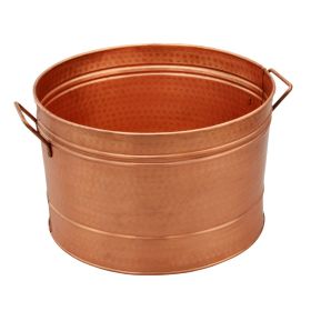 Hammered Pattern Galvanized Farmhouse Style Tub, Copper