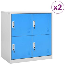 Locker Cabinets 2 pcs Light Gray and Blue 35.4"x17.7"x36.4" Steel