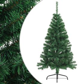 Artificial Half Christmas Tree with Stand Green 5 ft PVC