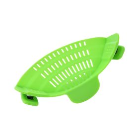 Universal Silicone Clip-on Pan Pot Strainer Anti-spill Pasta Pot Strainer Food Grade Rice Fruit Colander Strainer (Color: Green)