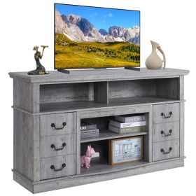 Well-designed TV Cabinet Vintage Home Living Room Wood TV Stand For TVs Modern Entertainment Center Farmhouse TV Storage Cabinet (Option: FTTS0382 grey)