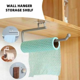 Wall Mount Paper Towel Holder Self Adhesive Stick Under Cabinet Kitchen Bathroom (Color: White)