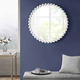 Beaded Round Wall Mirror 36"D (Color: as Pic)