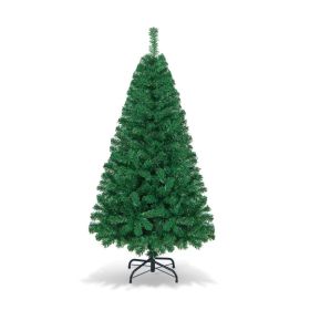 5/6 Feet Artificial PVC Hinged Christmas Tree with Solid Metal Stand (size: 5ft)