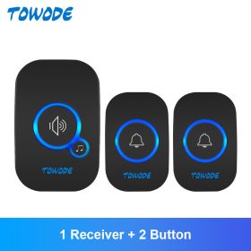 Home Wireless Doorbell 433Mhz Welcome Friend Smart Doorbell 150Meters Long Distance 32 Songs 4 Level Volumes Door Chimes (Color: Black Color Kit 2, Plug Type: US plug)