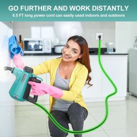 Handheld Steam Cleaner For Home Use, Steamer For Cleaning With Lock Button And 7 Accessory Kit Handheld Pressurized Steamer For Sofa, Bathroom, Car (SC23: Green)